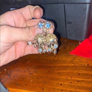 Elegant Blue and Gold Dangle Earrings